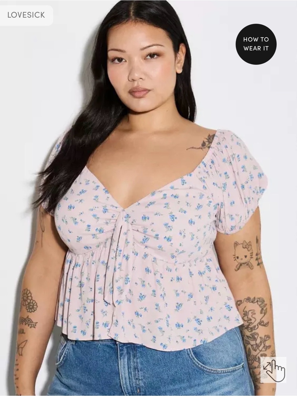 torrid Pink Floral Tie-Front Babydoll Blouse